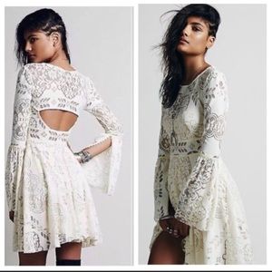 Free People Lace Lover Folk Song Bell Sleeve Dress